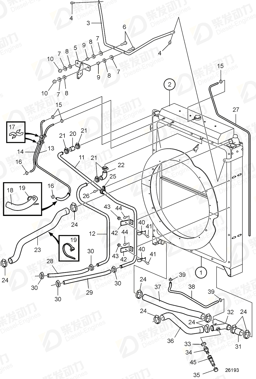 volvo penta Hose clamp 993964 Drawing